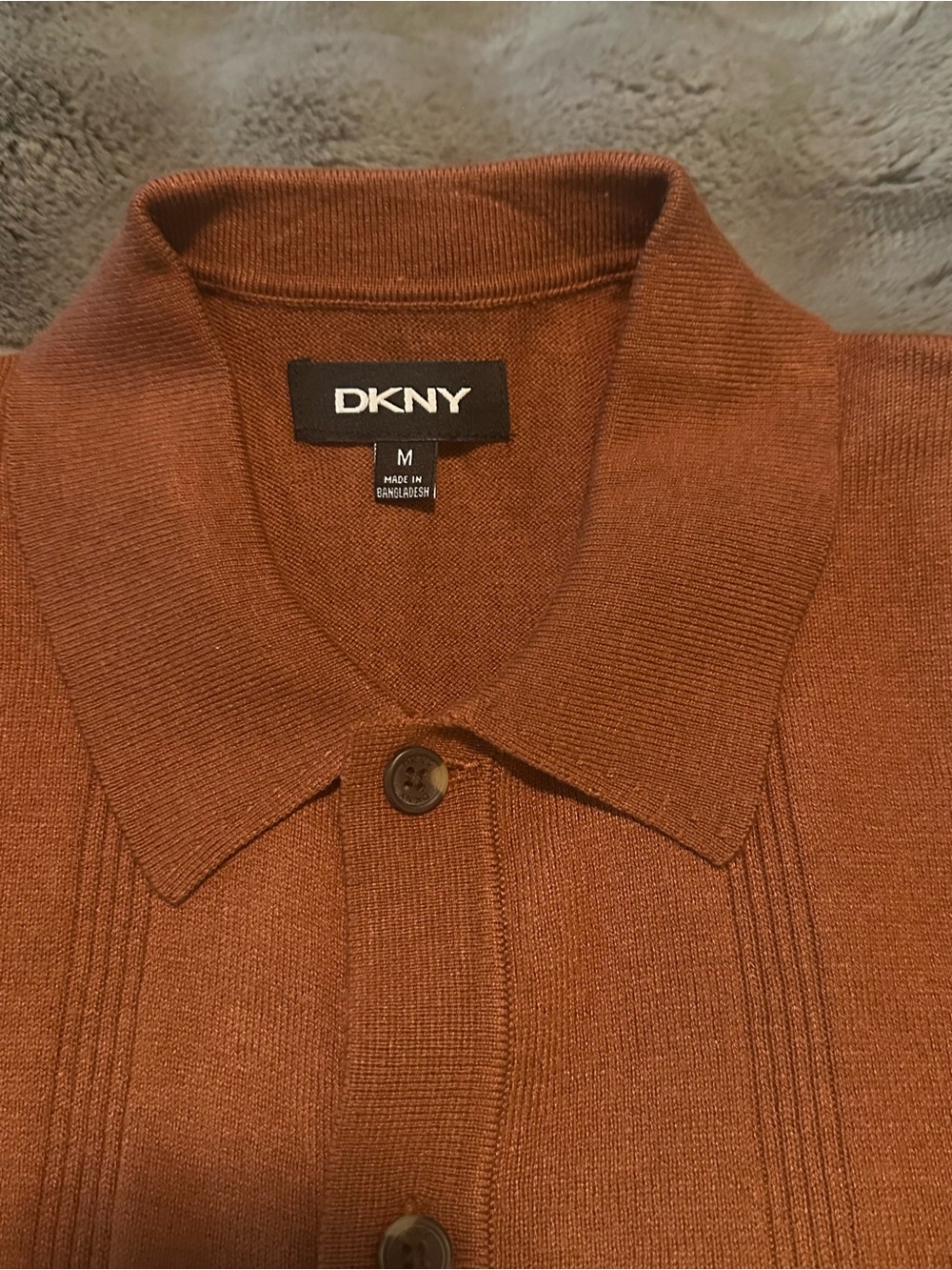 DKNY Men’s Short Sleeve Button Shirt - Rust Orange - Picture 4 of 7